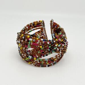 NEW Handmade Colorful Seed Bead Braided Cuff Bracelet